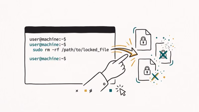 Illustration of force delete for delete files with command