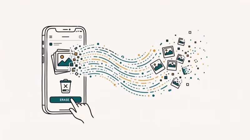 Illustration of data eraser for delete iphone photos permanently