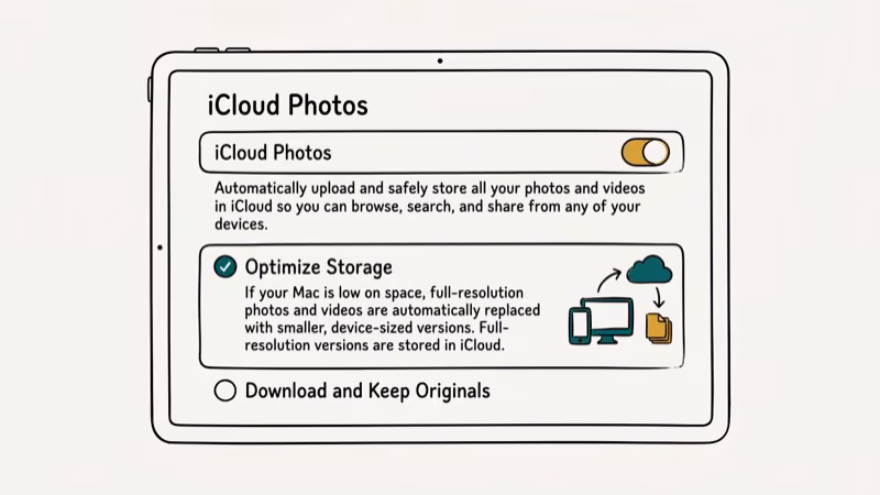 Illustration of icloud sync for delete iphone photos permanently
