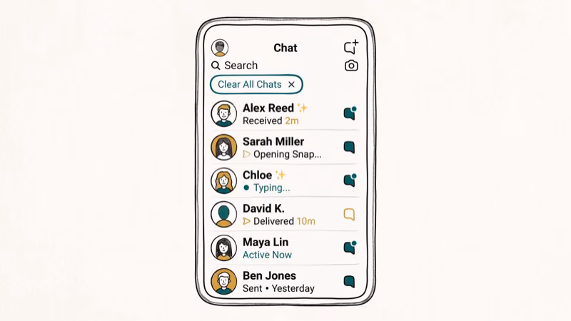 Illustration of chat clear for delete snapchat messages by snap history eraser