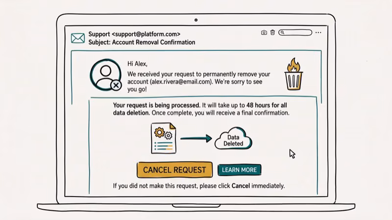 Illustration of account removal for delete steam account