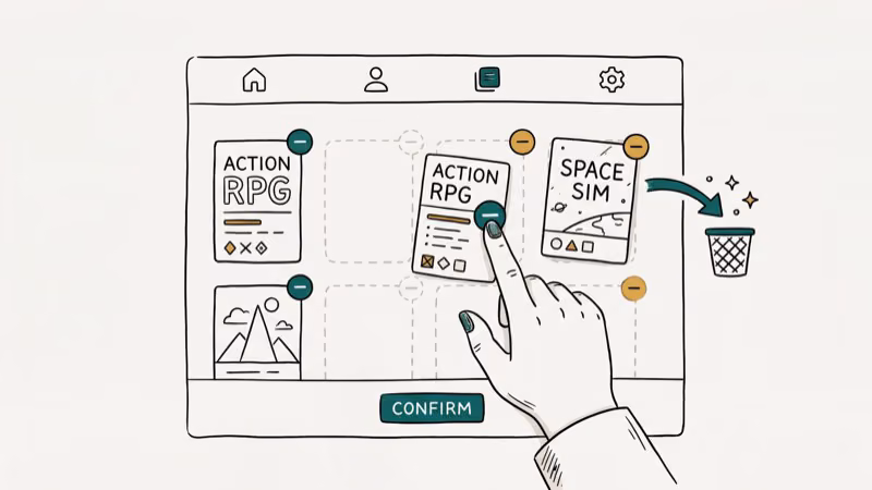 Illustration of games library for delete steam account