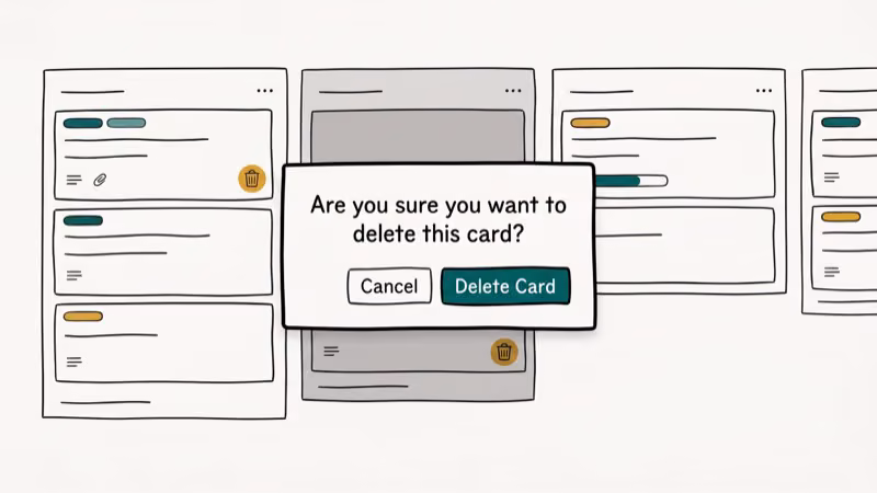 Illustration of card delete for delete trello account board card