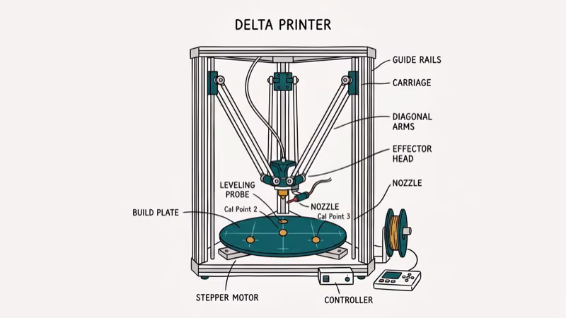 Illustration of calibration for delta 3d printer