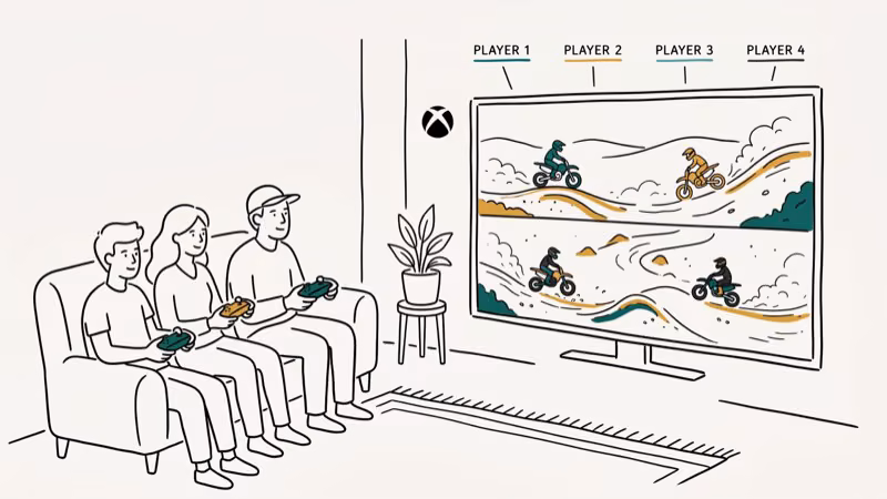Illustration of multiplayer race for dirt bike games for xbox one