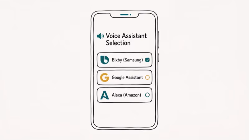 Illustration of voice assistant for disable bixby