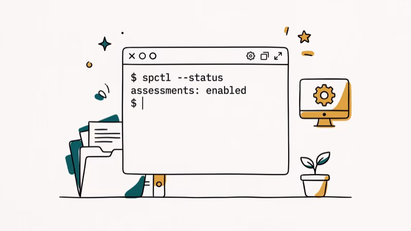 Illustration of spctl command for disable gatekeeper