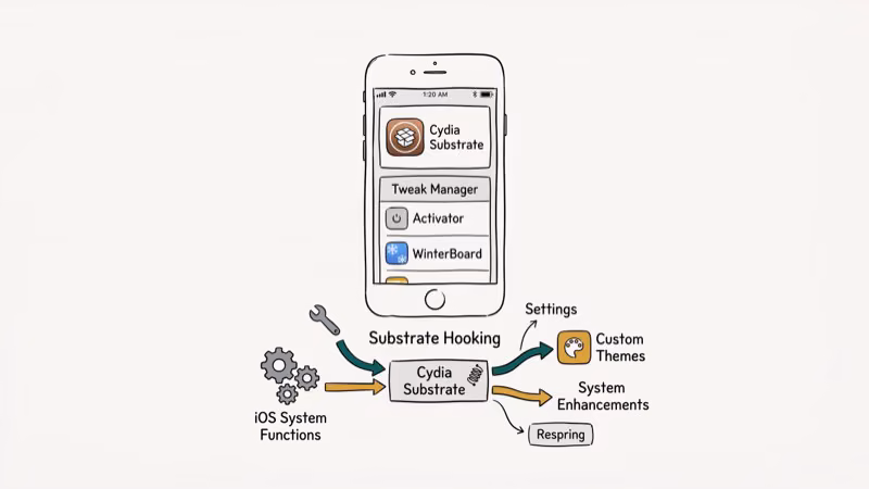 Illustration of cydia substrate for disable or enable iphone safe mode