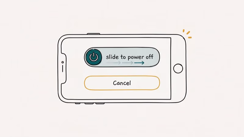 Illustration of power slide for disable or enable iphone safe mode