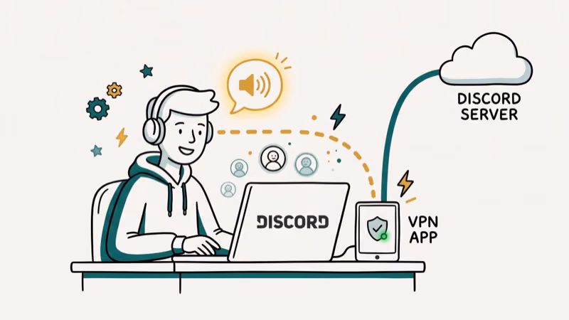 Illustration of vpn connection for discord awaiting endpoint