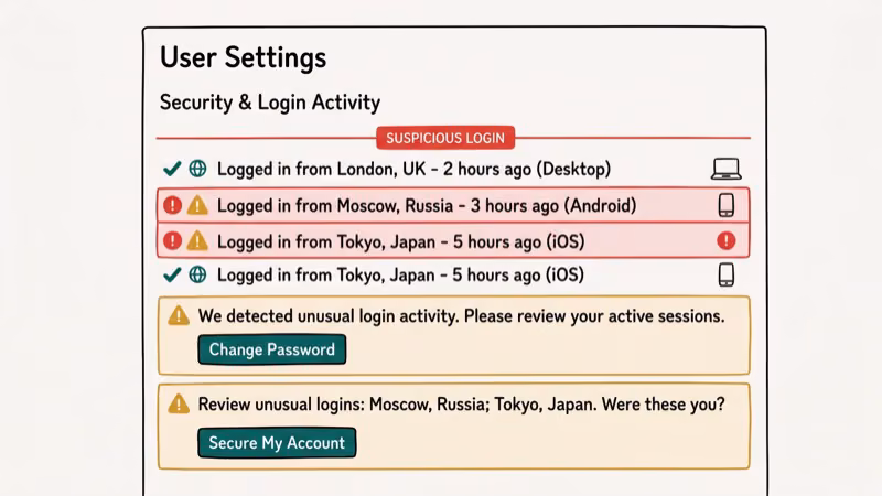 Illustration of account activity for discord got hacked