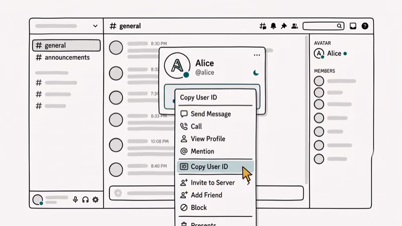 Illustration of copy id for discord id lookup