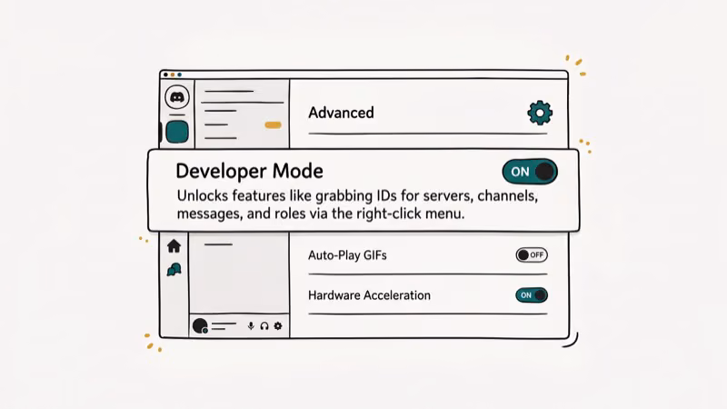 Illustration of developer mode for discord id lookup