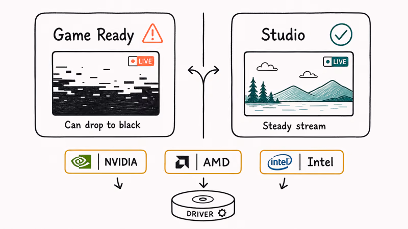 Choosing between NVIDIA Game Ready and Studio graphics driver branches for stable Discord streaming