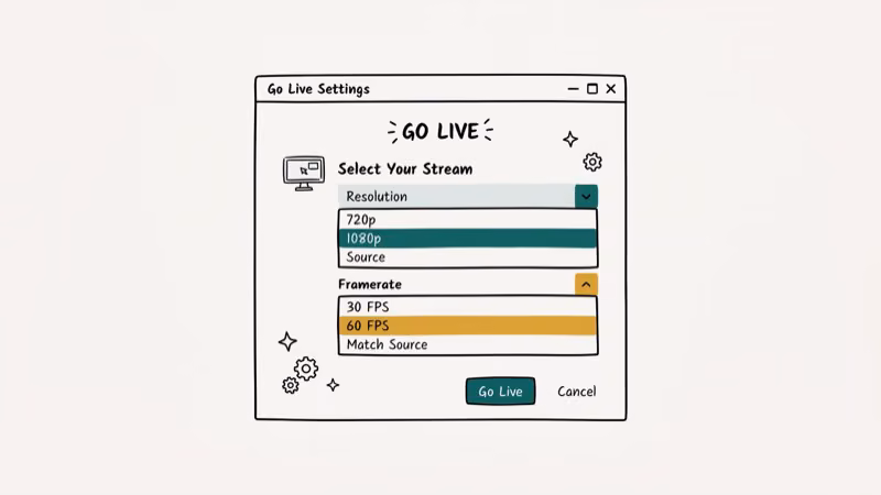 Illustration of stream settings for discord screen share