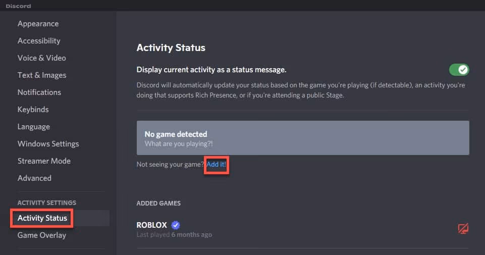 Add Program to Discord to fix Discord Stream No Sound