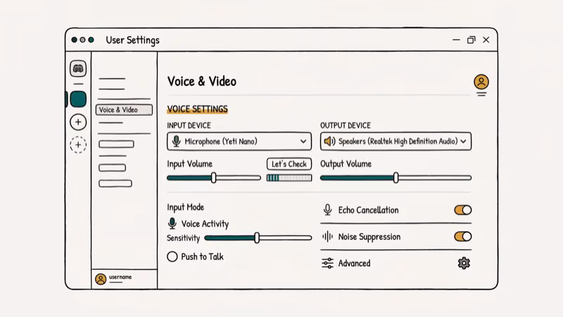 Illustration of audio settings for discord stream no sound