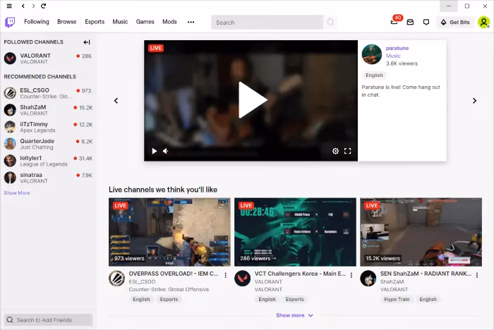 Twitch Interface