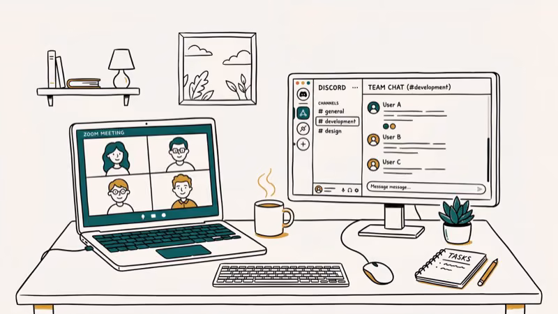 Illustration of remote work for discord vs zoom