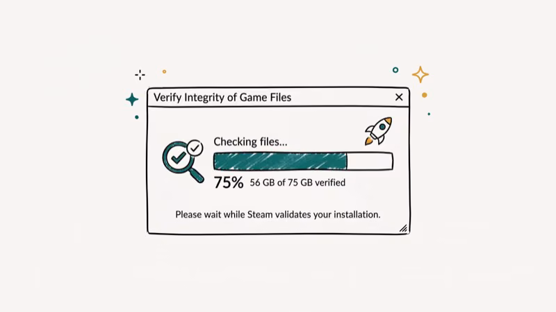Illustration of integrity check for disk write error on steam