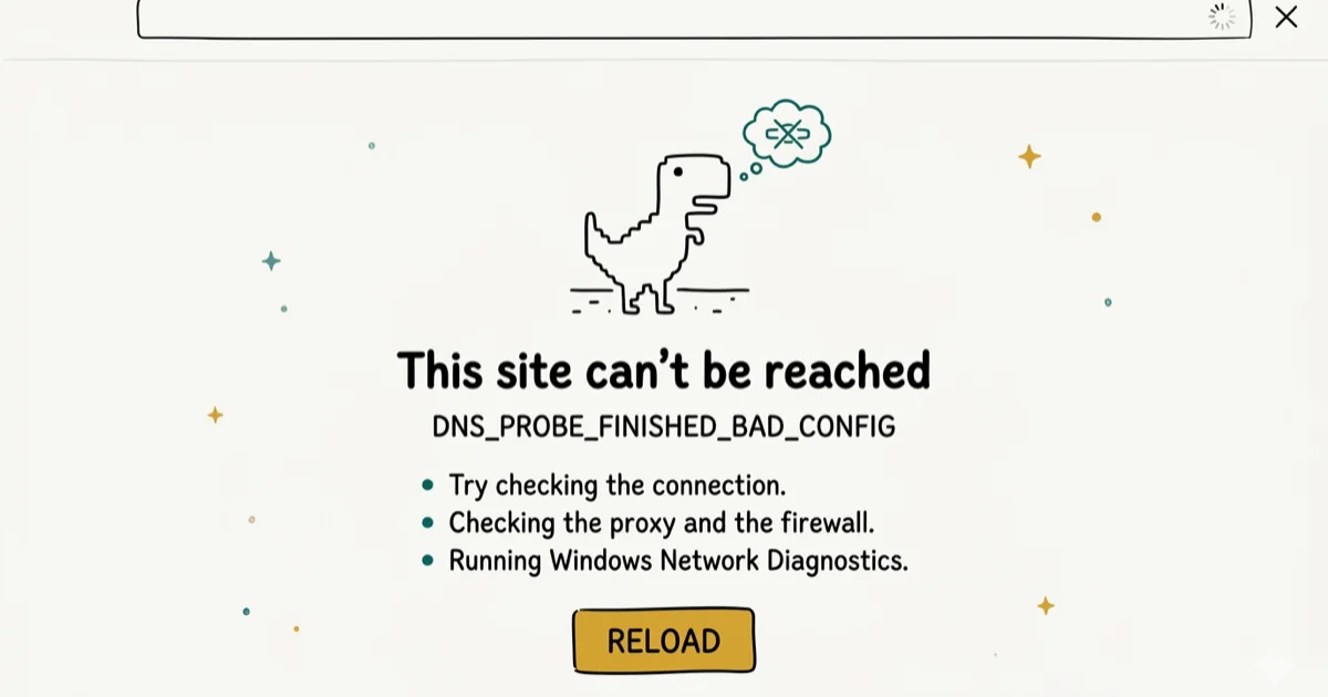 How to Fix DNS_PROBE_FINISHED_BAD_CONFIG Error in Chrome cover image