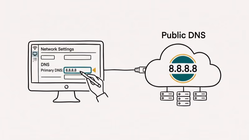 Illustration of public dns for dns_probe_finished_no_internet