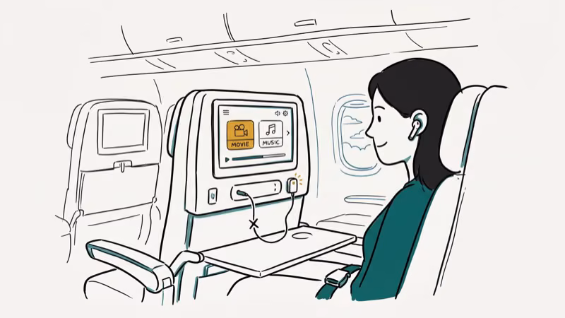Illustration of in flight audio for do airpods work on a plane