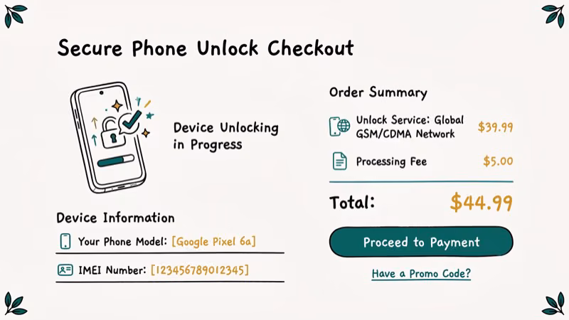 Illustration of payment checkout for doctorunlock net review