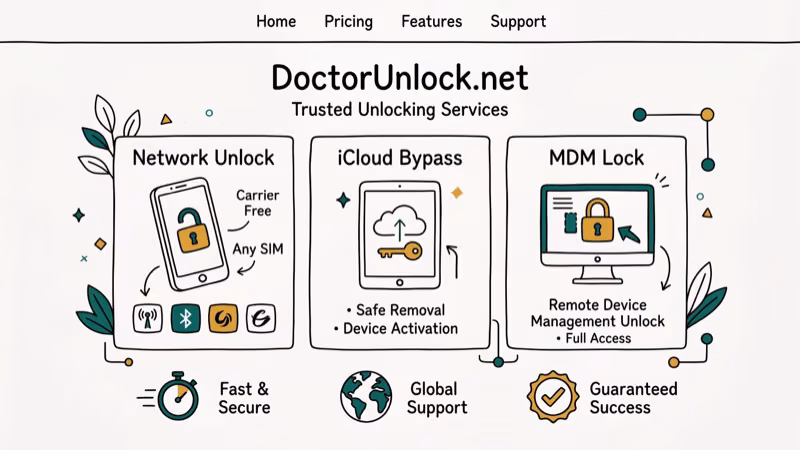 Illustration of service page for doctorunlock net review