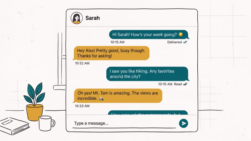 Illustration of chat status for does bumble have read receipts