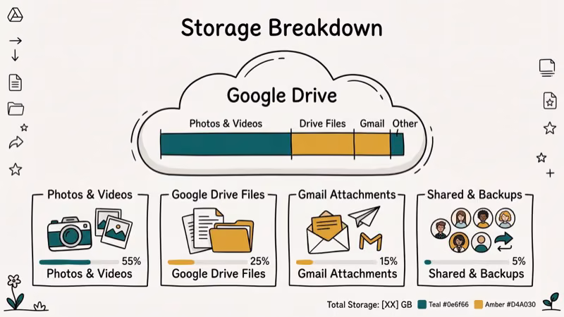 Illustration of storage quota for does google drive compress video