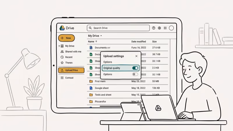 Illustration of upload settings for does google drive compress video