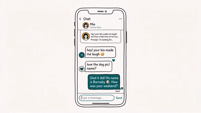 Illustration of hinge chat for does hinge have read receipts