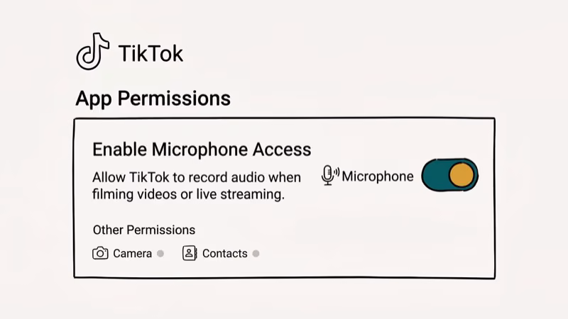Illustration of mic permission for does tiktok listen to you