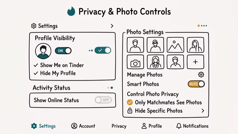 Illustration of privacy view for does tinder notify screenshots