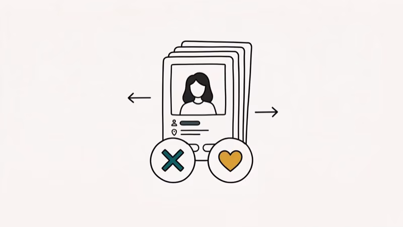 Illustration of swipe interface for does tinder notify screenshots