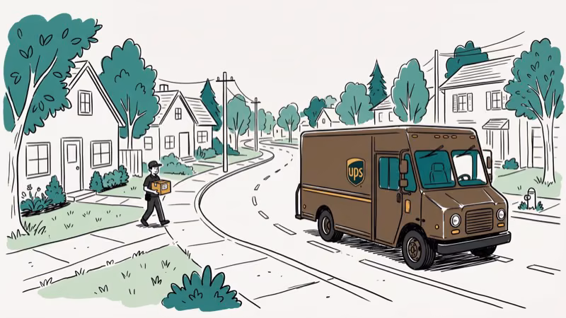Illustration of delivery truck for does ups deliver on sunday