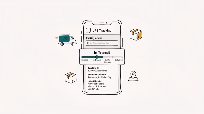 Illustration of tracking app for does ups deliver on sunday