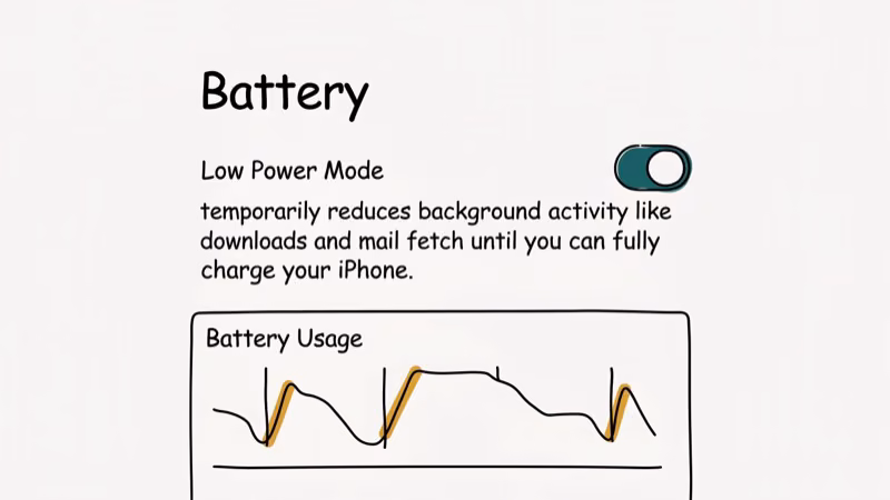 Illustration of battery settings for does your phone charge faster on low power mode
