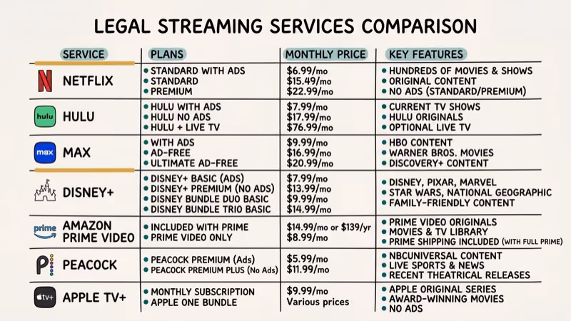 Illustration of legal options for dosmovies alternatives
