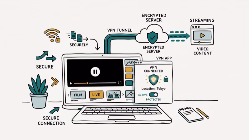 Illustration of vpn protection for dosmovies alternatives
