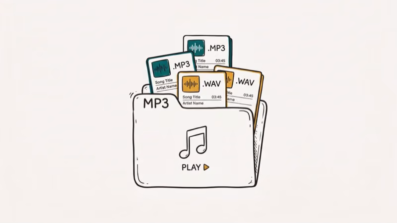 Illustration of mp3 library for download and convert spotify music to mp3