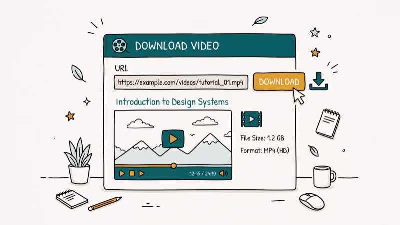 Illustration of direct url for download html5 video