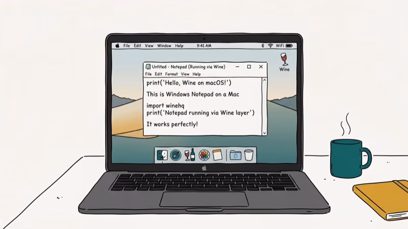 Illustration of wine windows app for download notepad for mac