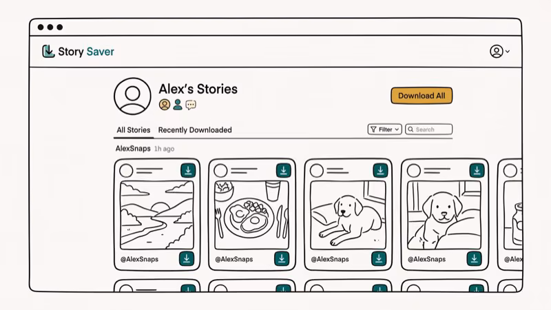 Illustration of third party app for download snapchat stories
