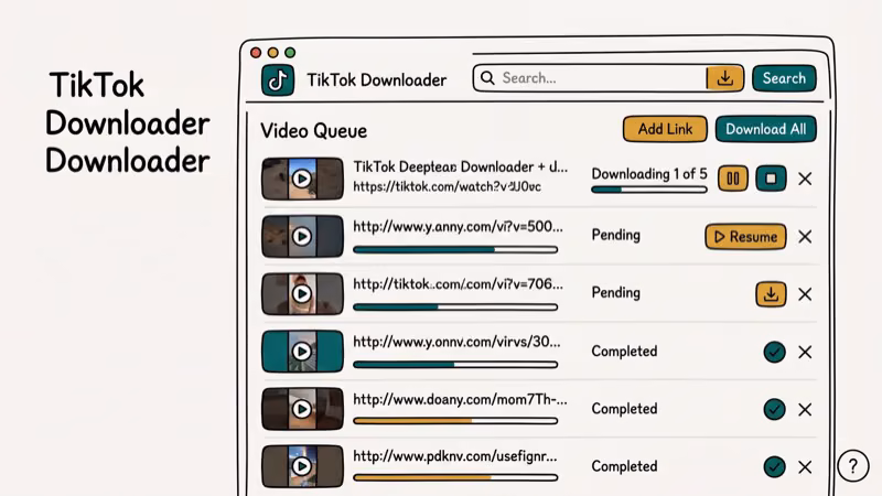 Illustration of mass save for download tiktok videos