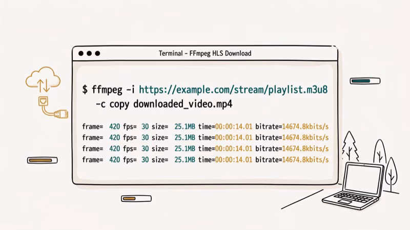 Illustration of ffmpeg hls for download ustream videos