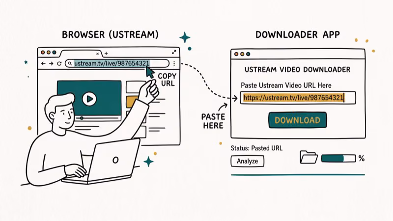 Illustration of video url for download ustream videos