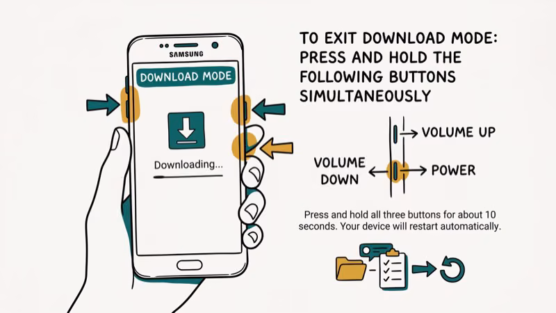 Illustration of volume buttons for downloading do not turn off target