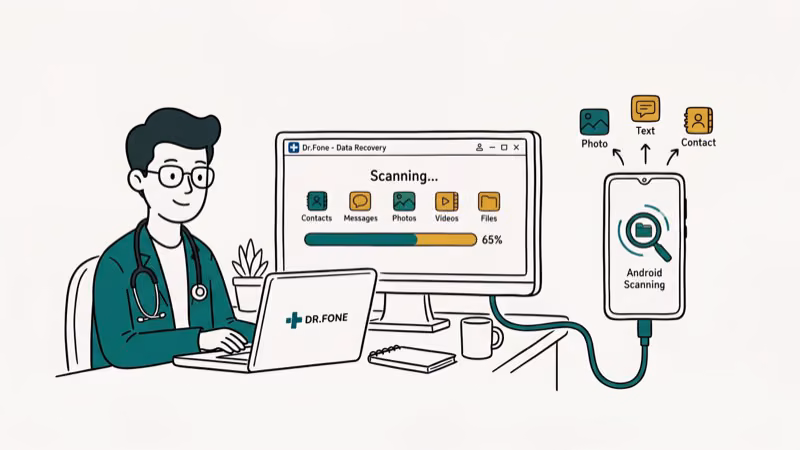 Illustration of recovery scan for dr fone android data recovery review